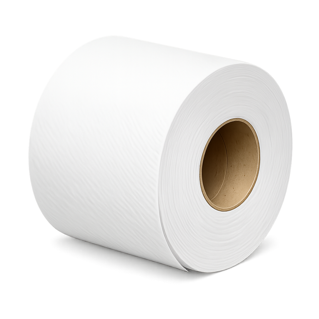 A single white Tissora tissue roll with a kraft core